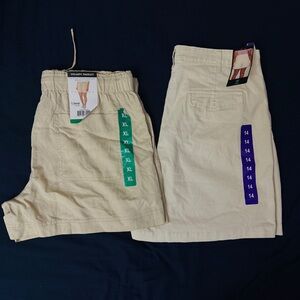 NEW TWO Banana Republic & Hilary Radley women cream shorts size XL & 14